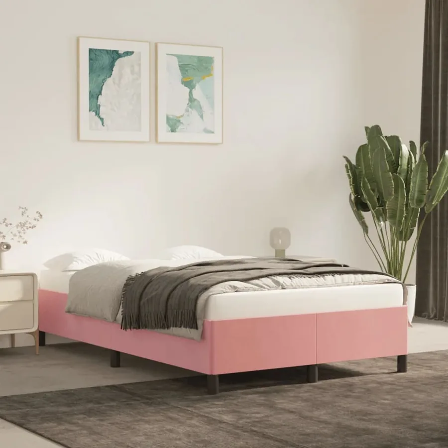 Cadre de lit sans matelas rose 120x200 cm velours