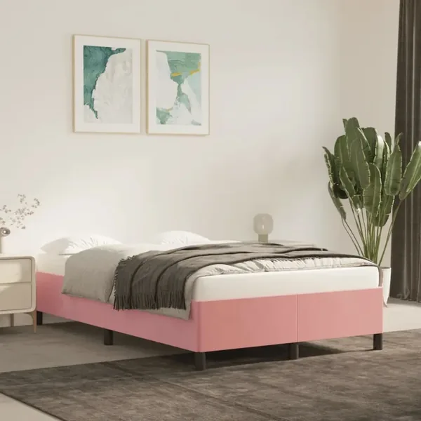 Cadre de lit sans matelas rose 120x200 cm velours