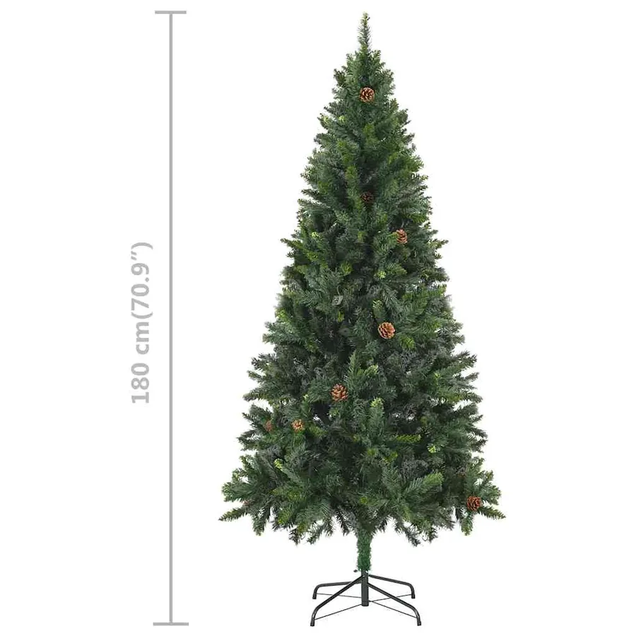 Arbre de Noël artificiel pré-éclairé et boules vert 180 cm - 14