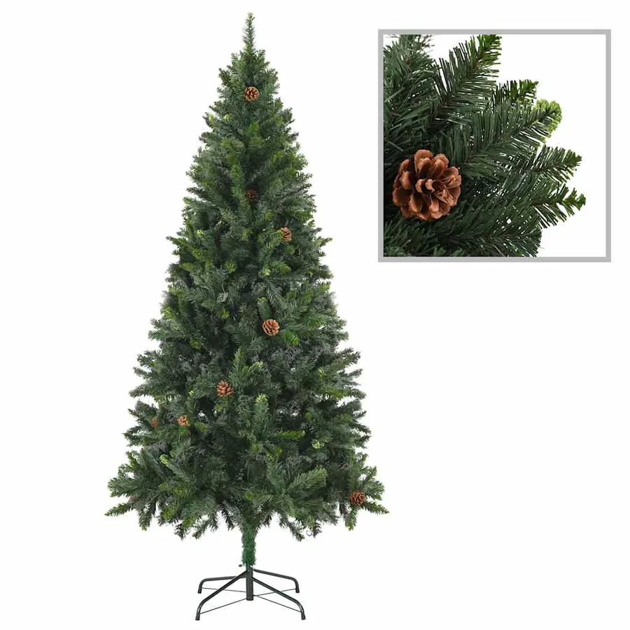 Arbre de Noël artificiel pré-éclairé et boules vert 180 cm - 2