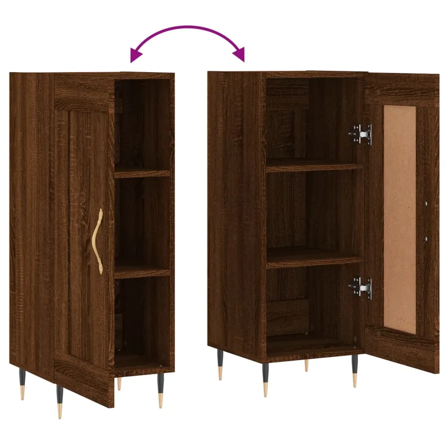Buffet Chêne marron 34,5x34x90 cm Bois d'ingénierie - 9