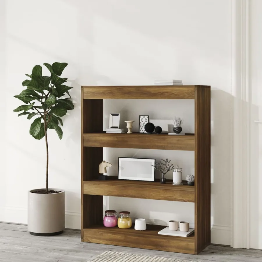 Bibliothèque/Séparateur de pièce chêne marron bois d'ingénierie - 6