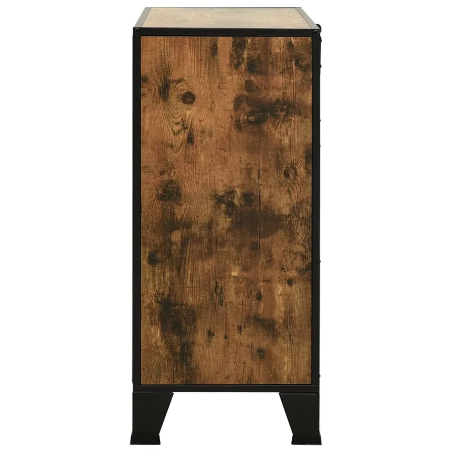 Armoire de rangement Marron rustique 72x36x82 cm Métal et MDF - 4