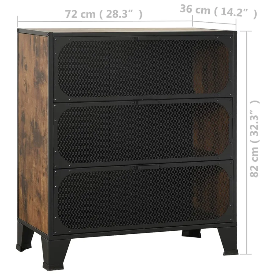 Armoire de rangement Marron rustique 72x36x82 cm Métal et MDF - 9