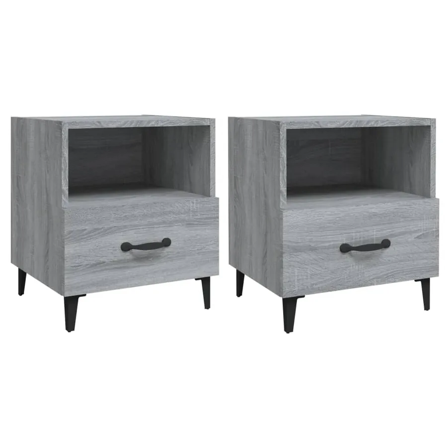 Tables de chevet 2 pcs Sonoma gris Bois d'ingénierie - 2