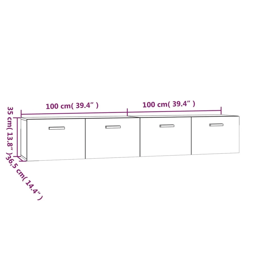 Armoires murales 2 pcs Gris béton 100x36,5x35 cm - 8