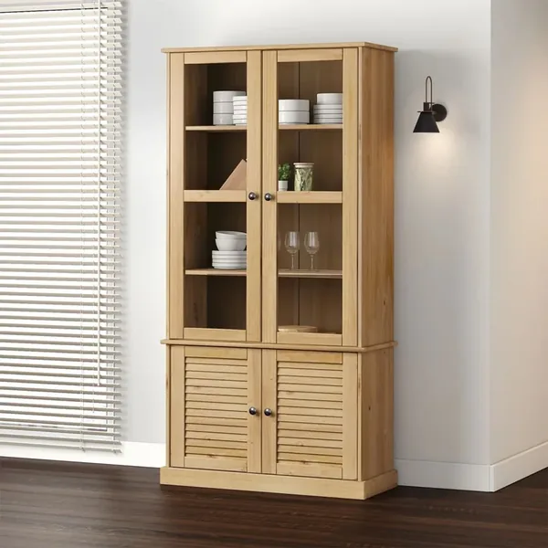 Vitrine en verre VIGO 85x35x170 cm bois massif de pin