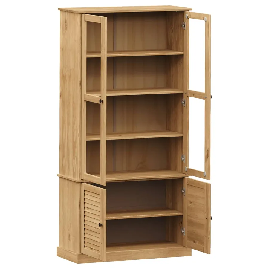 Vitrine en verre VIGO 85x35x170 cm bois massif de pin - 5