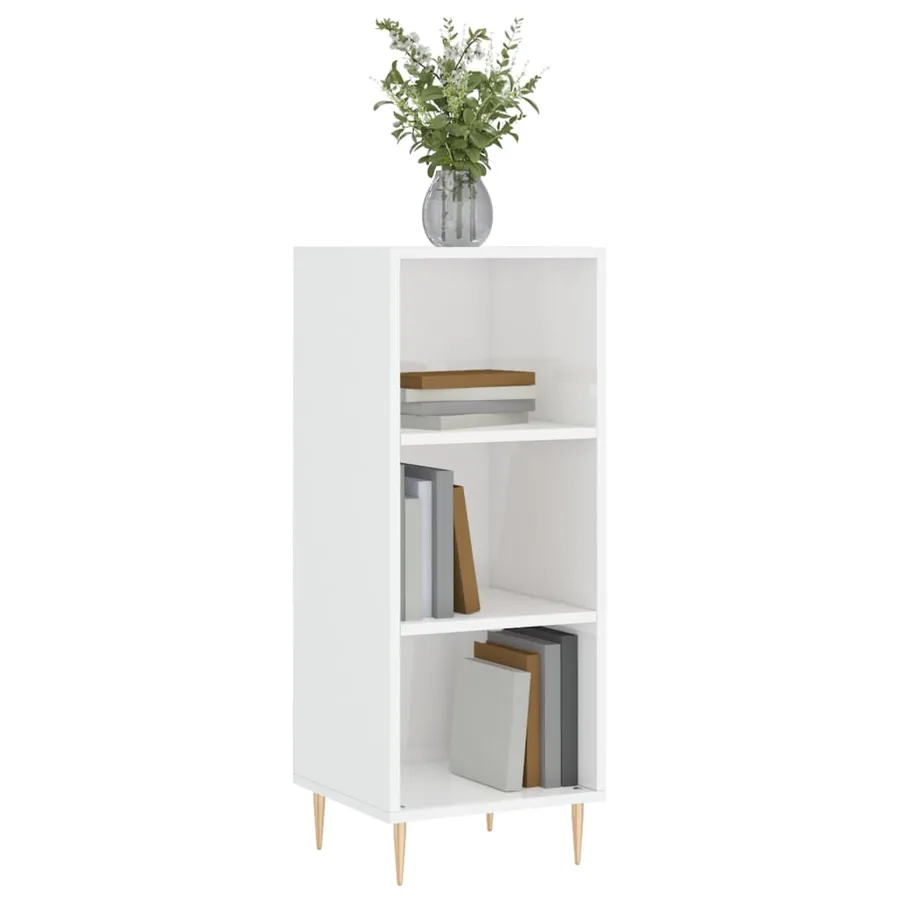 Buffet blanc brillant 34,5x32,5x90 cm bois d'ingénierie - 3