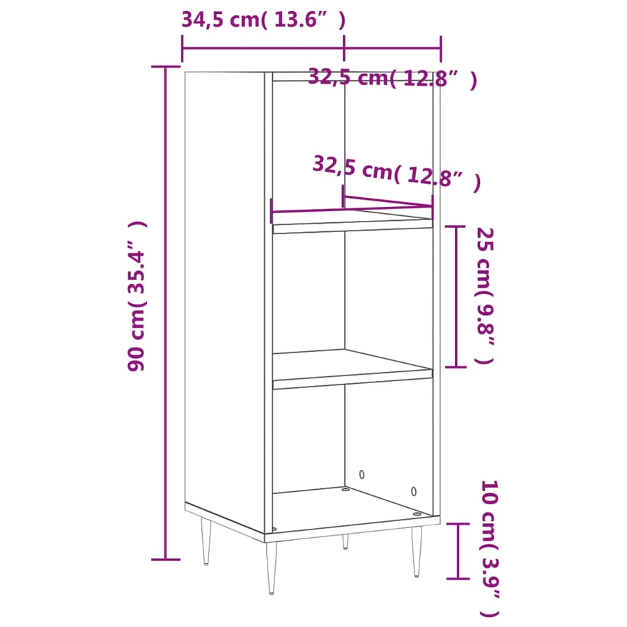 Buffet blanc brillant 34,5x32,5x90 cm bois d'ingénierie - 9