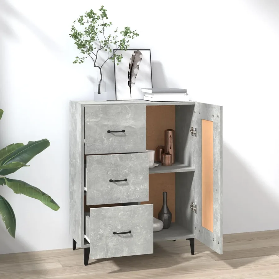 Buffet Gris béton 69,5x34x90 cm Bois d'ingénierie - 3