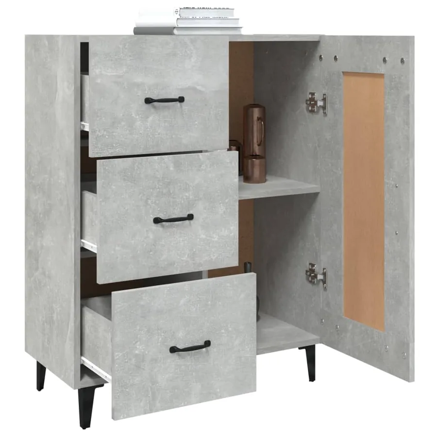 Buffet Gris béton 69,5x34x90 cm Bois d'ingénierie - 4