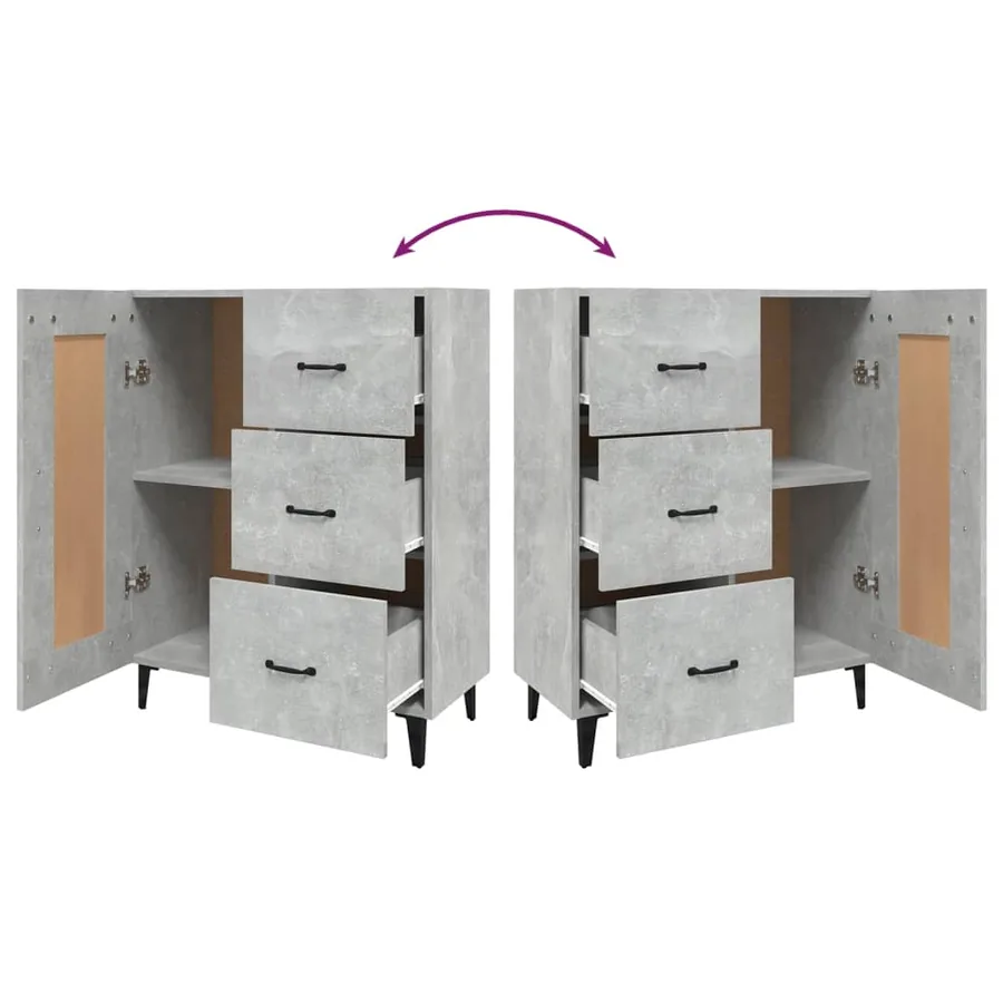 Buffet Gris béton 69,5x34x90 cm Bois d'ingénierie - 9