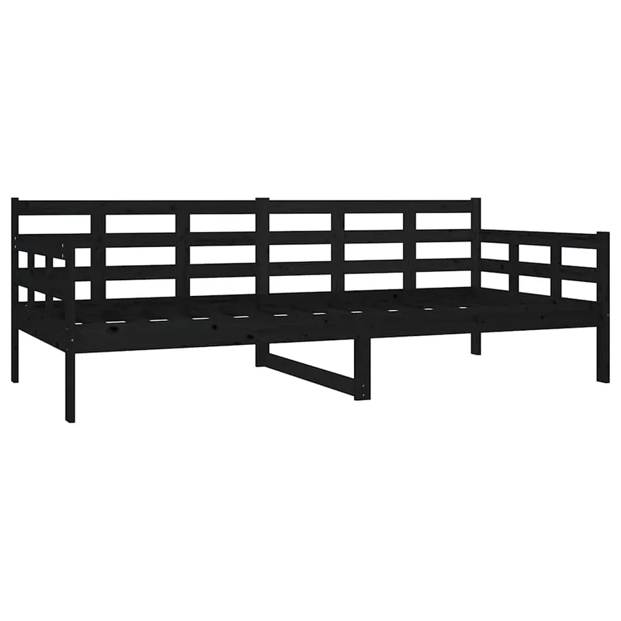 Lit de jour sans matelas noir bois de pin massif 90x200 cm - 7