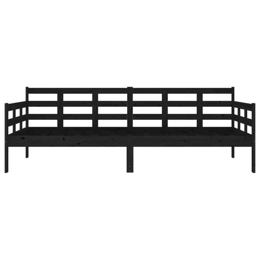 Lit de jour sans matelas noir bois de pin massif 90x200 cm - 8