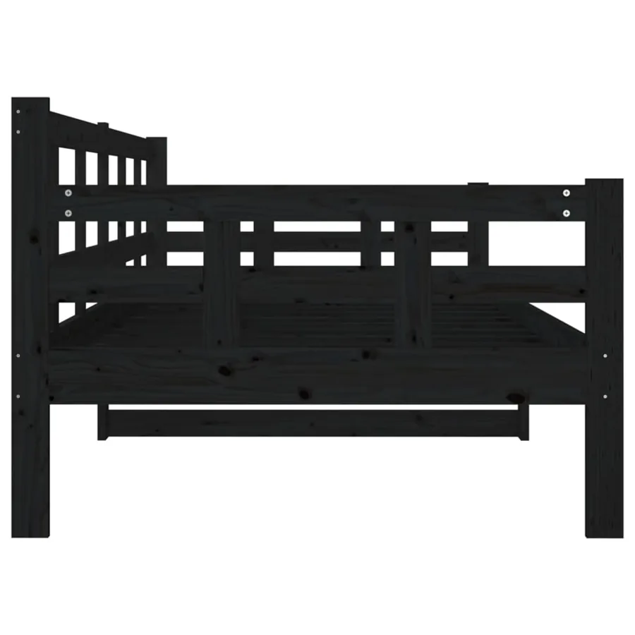 Lit de jour sans matelas noir bois de pin massif 90x200 cm - 9