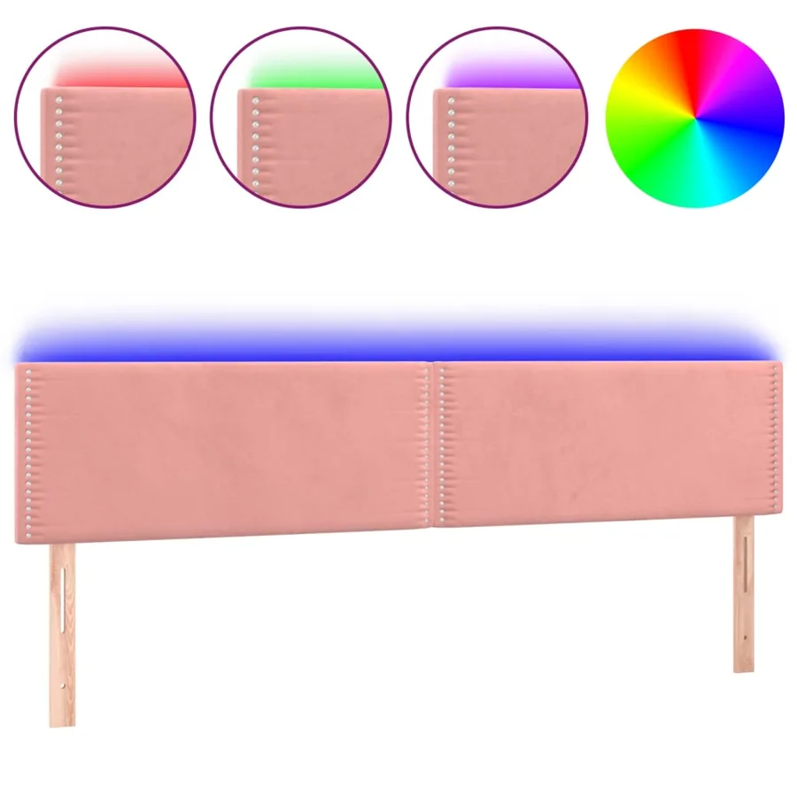 Tête de lit à LED Rose 160x5x78/88 cm Velours - 2