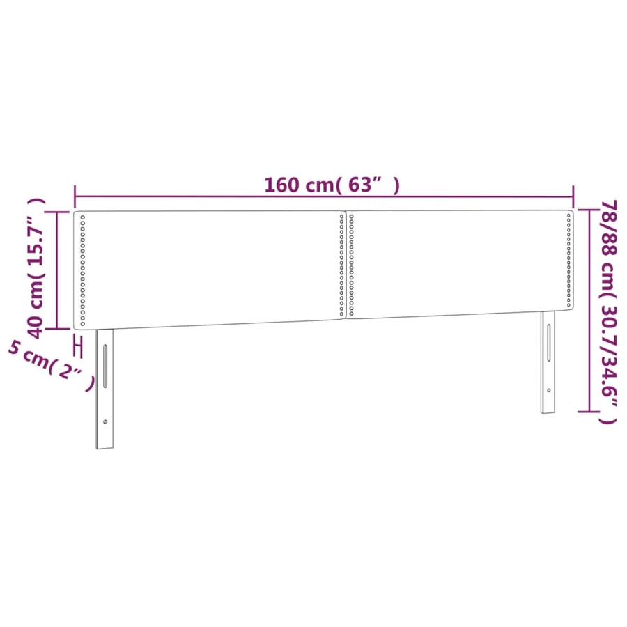 Tête de lit à LED Rose 160x5x78/88 cm Velours - 6