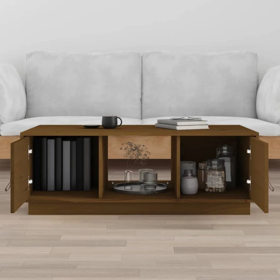 Table basse Marron miel 100x50x35 cm Bois massif de pin - 3