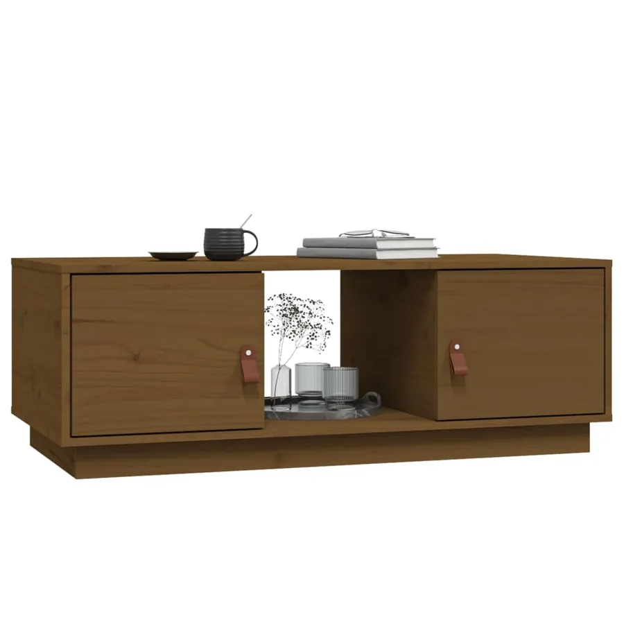 Table basse Marron miel 100x50x35 cm Bois massif de pin - 4