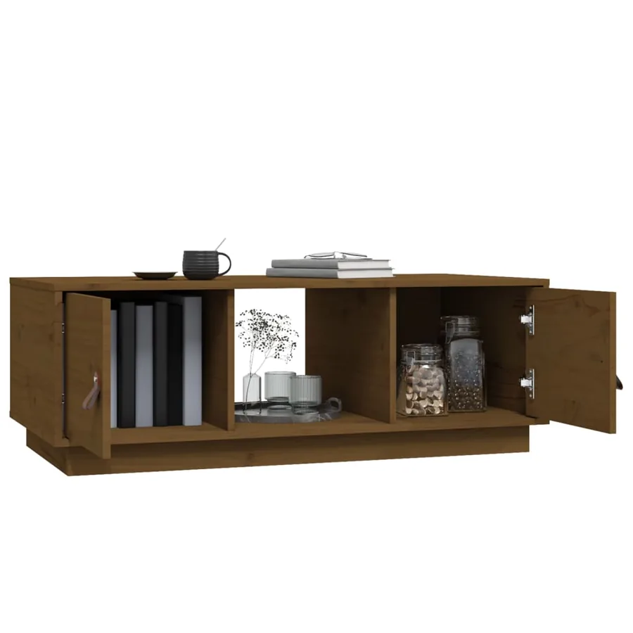 Table basse Marron miel 100x50x35 cm Bois massif de pin - 5