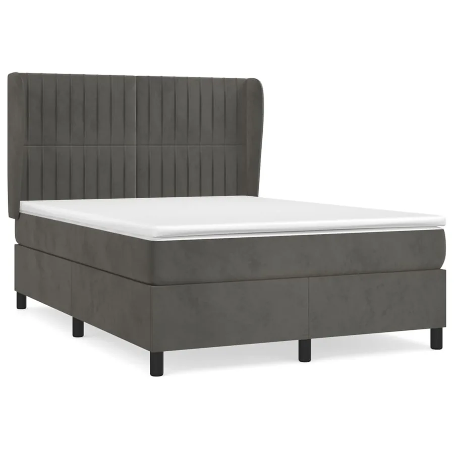 Sommier à lattes de lit et matelas Gris foncé 140x190cm Velours - 2