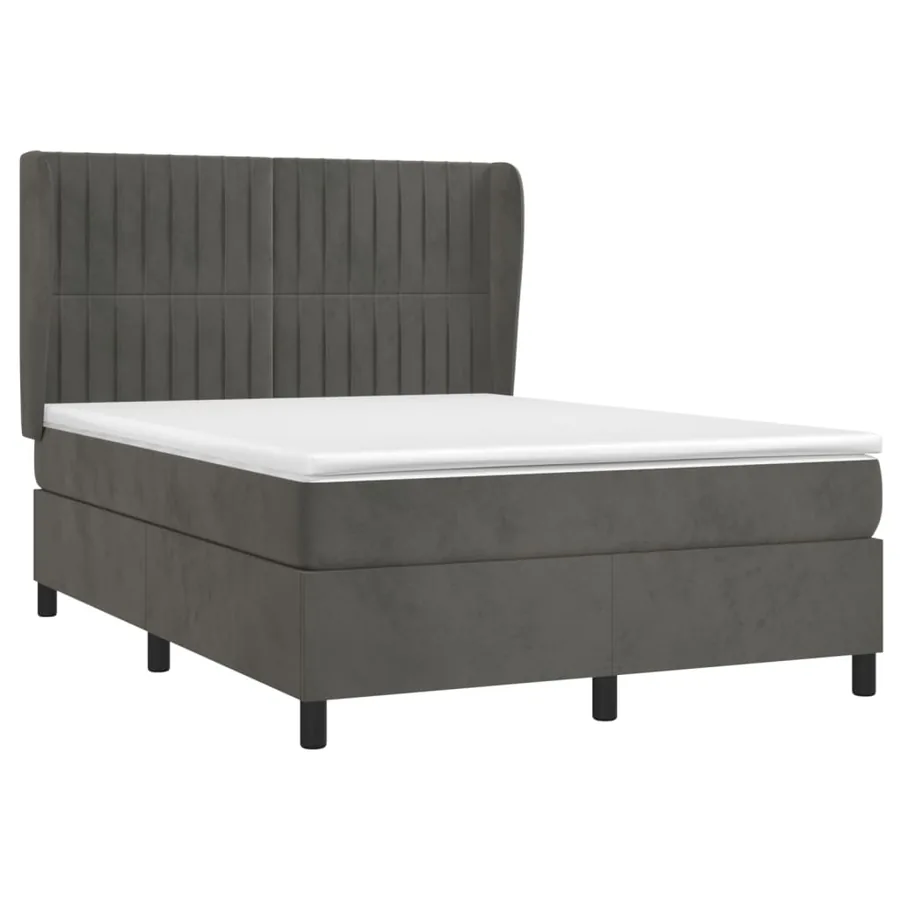 Sommier à lattes de lit et matelas Gris foncé 140x190cm Velours - 3