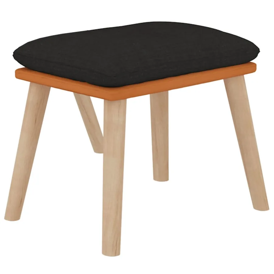 Chaise de relaxation avec repose-pied Noir Similicuir et tissu - 5