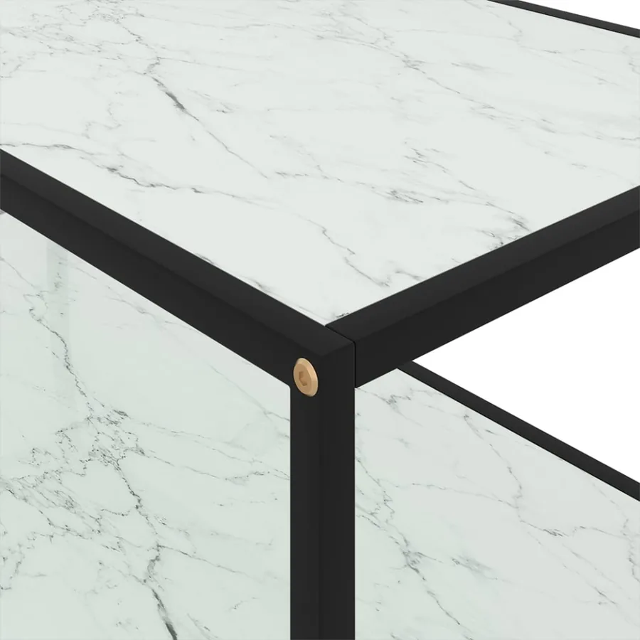 Table basse Blanc 100x50x35 cm Verre trempé - 4