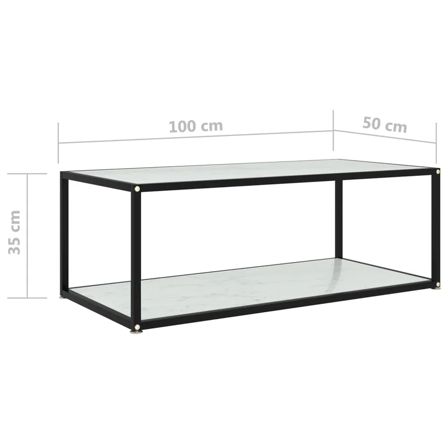 Table basse Blanc 100x50x35 cm Verre trempé - 5