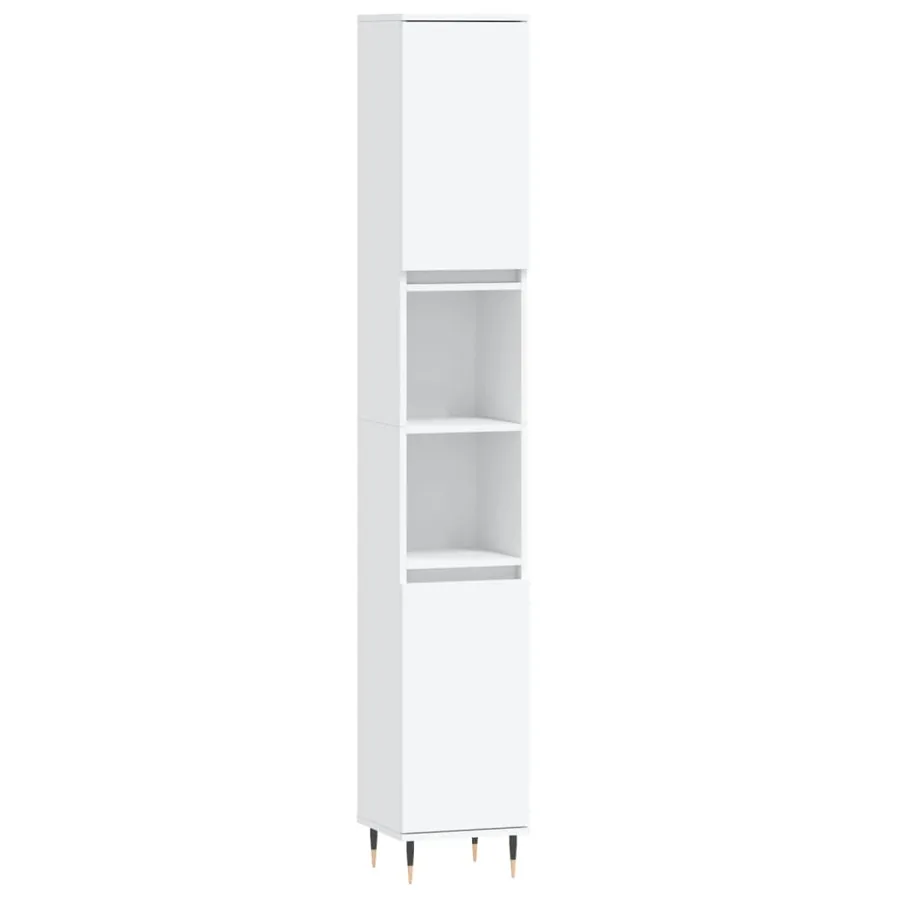 Armoire de salle de bain blanc 30x30x190 cm bois d'ingénierie - 2