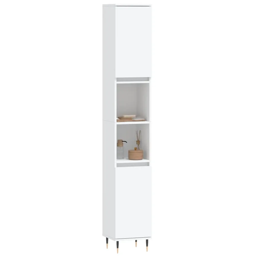Armoire de salle de bain blanc 30x30x190 cm bois d'ingénierie - 3