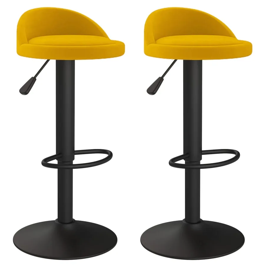 Tabourets de bar lot de 2 Jaune Velours - 2