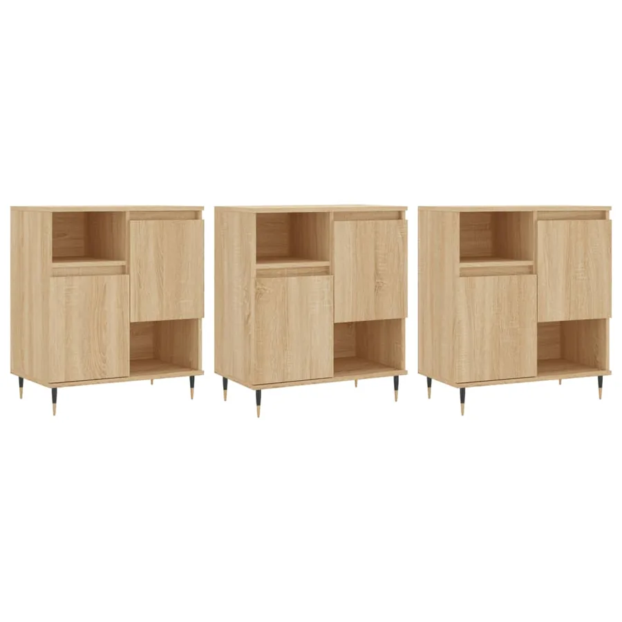 Buffets 3 pcs Chêne sonoma Bois d'ingénierie - 2