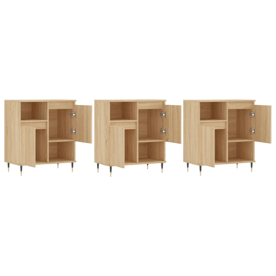 Buffets 3 pcs Chêne sonoma Bois d'ingénierie - 4
