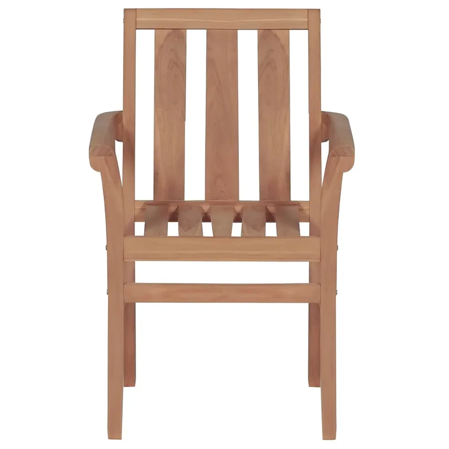 Chaises de jardin lot de 2 et coussins taupe Bois teck massif - 4