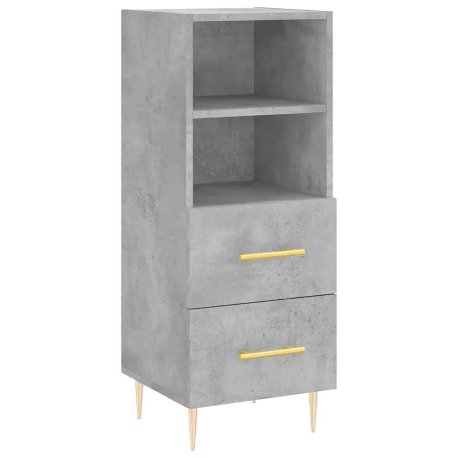 Buffet Gris béton 34,5x34x90 cm Bois d'ingénierie - 2