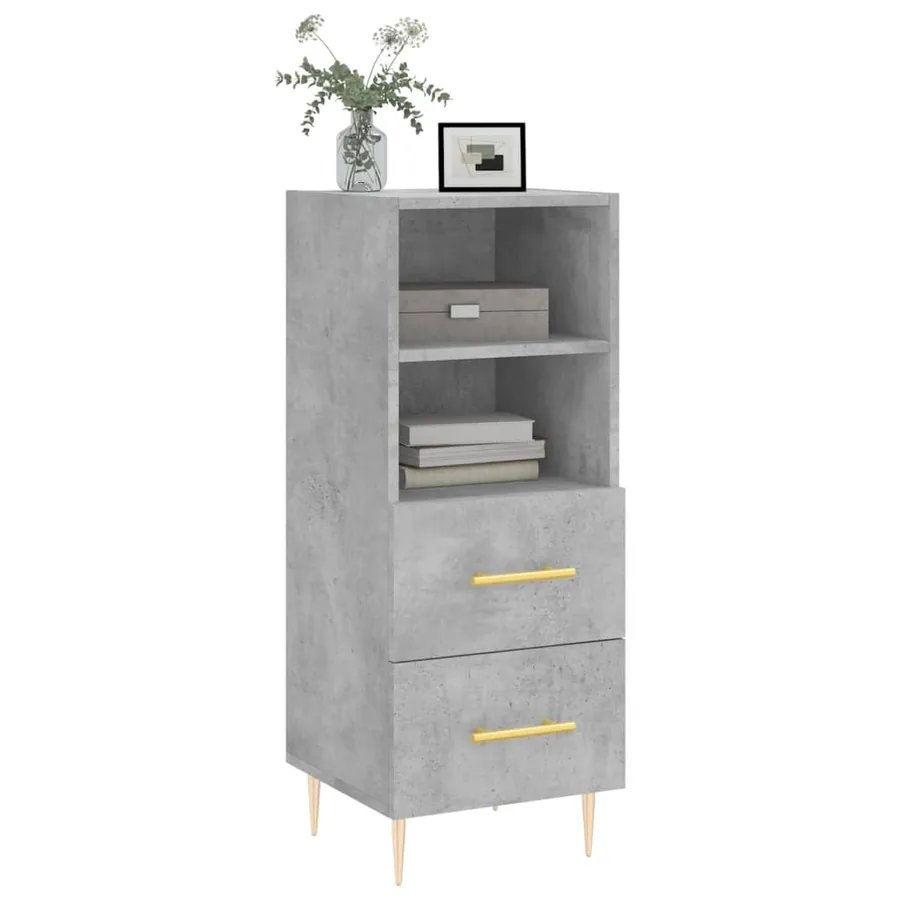 Buffet Gris béton 34,5x34x90 cm Bois d'ingénierie - 3