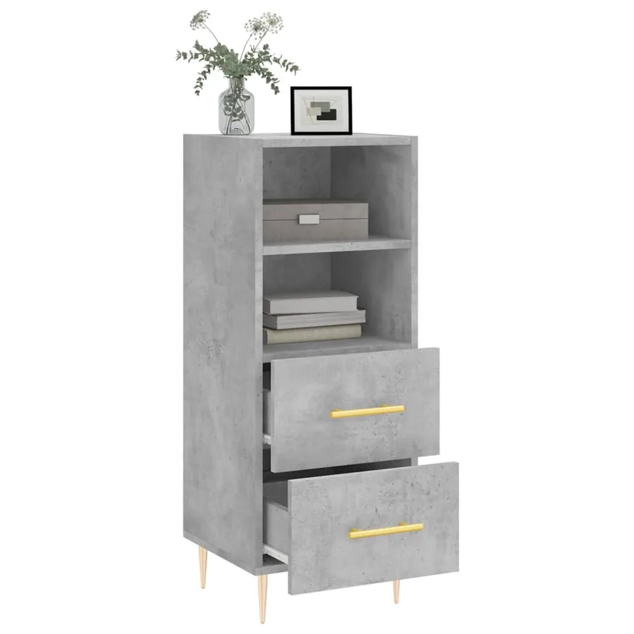 Buffet Gris béton 34,5x34x90 cm Bois d'ingénierie - 4