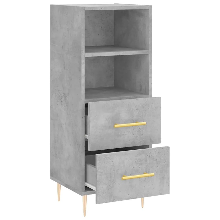 Buffet Gris béton 34,5x34x90 cm Bois d'ingénierie - 5