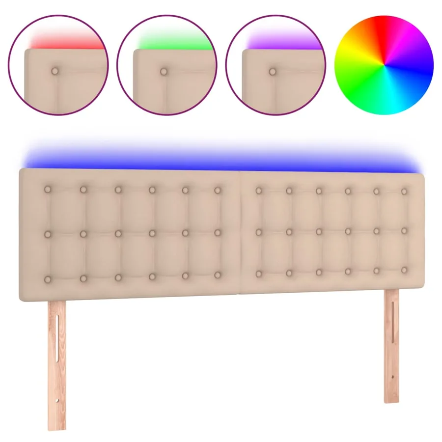 Tête de lit à LED Cappuccino 144x5x78/88 cm Similicuir - 2