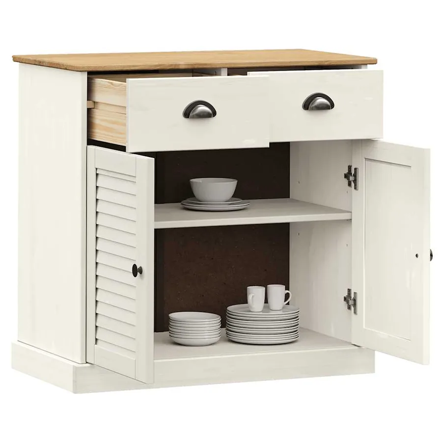 Buffet avec tiroirs VIGO 78x40x75 cm blanc bois massif de pin - 3
