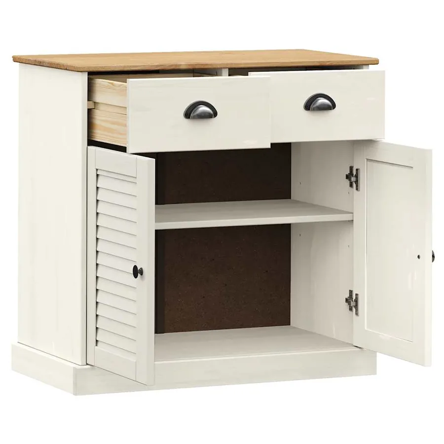 Buffet avec tiroirs VIGO 78x40x75 cm blanc bois massif de pin - 4