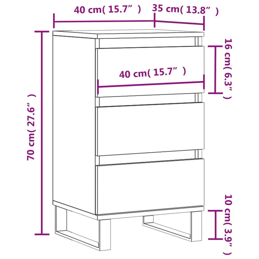 Buffet chêne fumé 40x35x70 cm bois d'ingénierie - 11