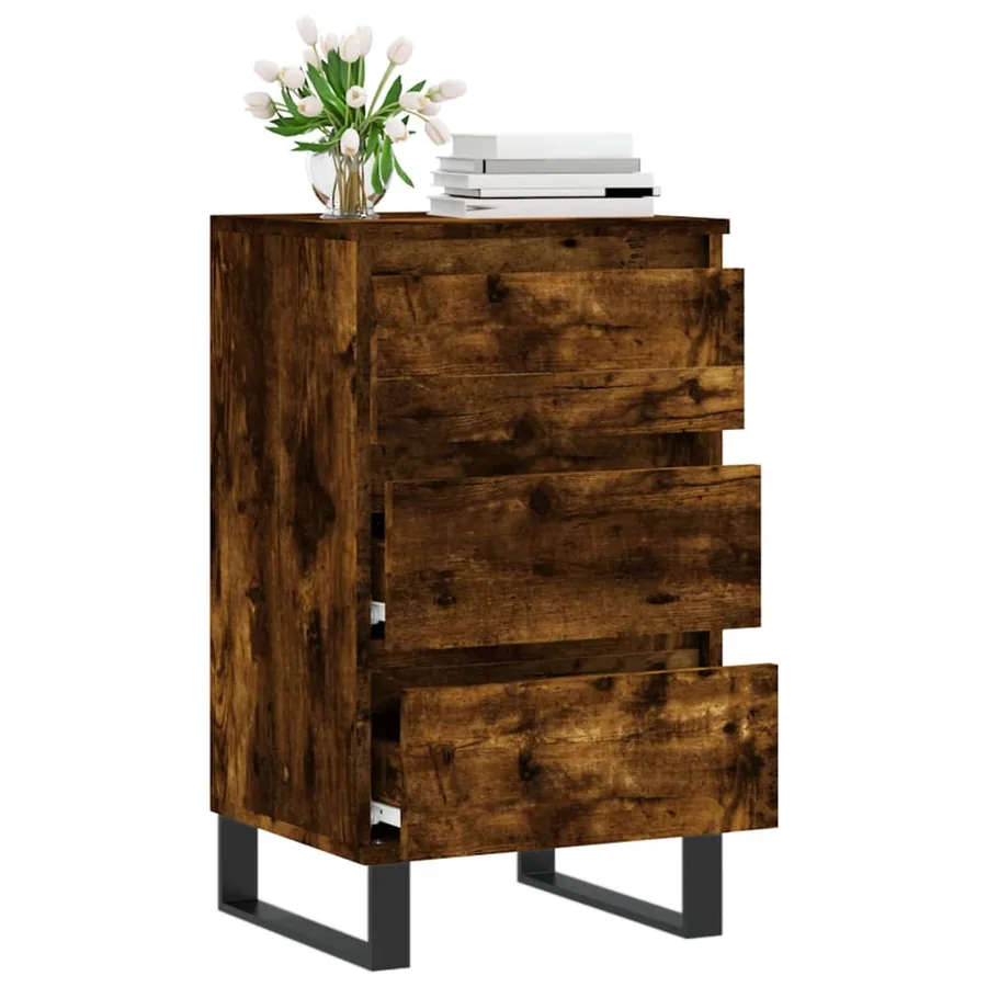 Buffet chêne fumé 40x35x70 cm bois d'ingénierie - 4