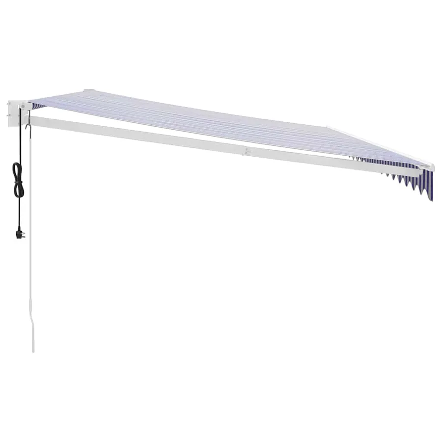 Auvent rétractable automatique bleu et blanc 5x3 m - 6