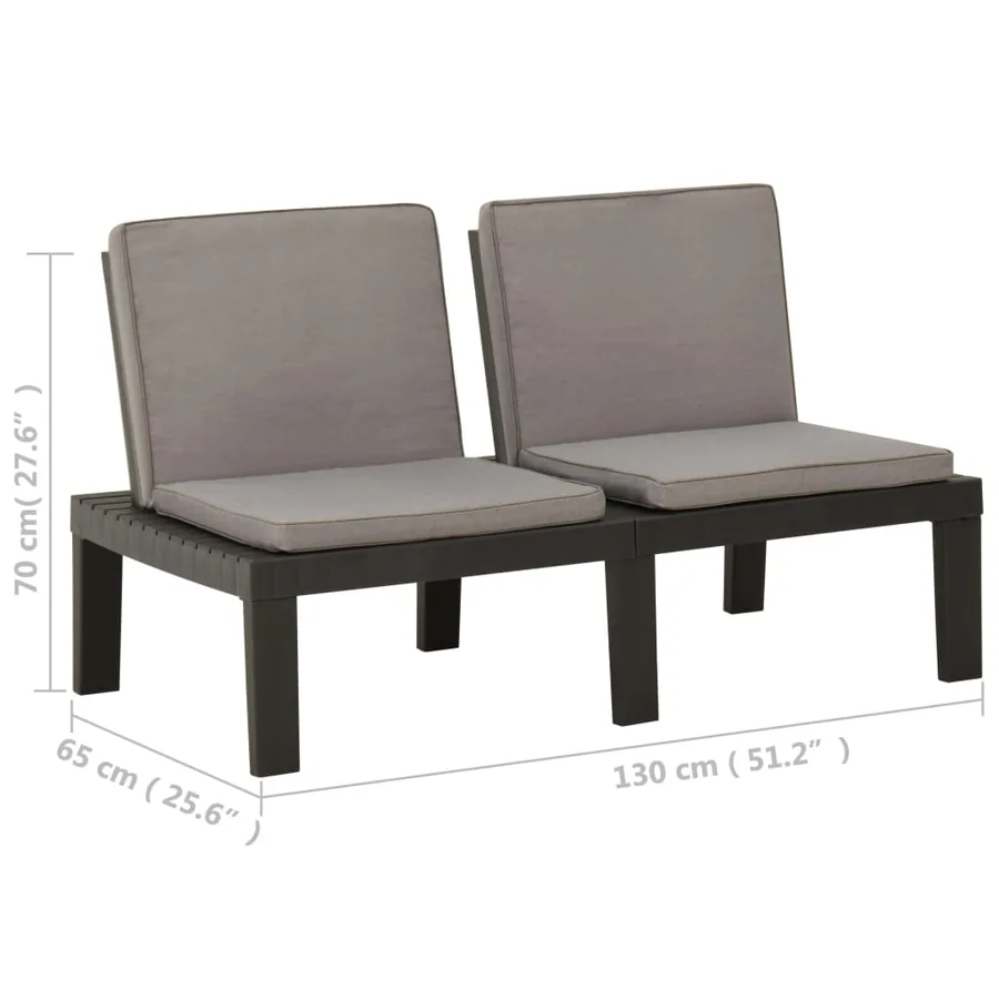 Salon de jardin 2 pcs avec coussins Plastique Gris - 12