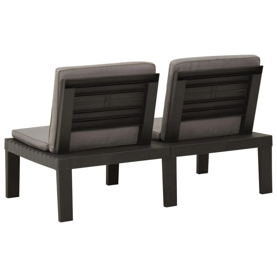 Salon de jardin 2 pcs avec coussins Plastique Gris - 13