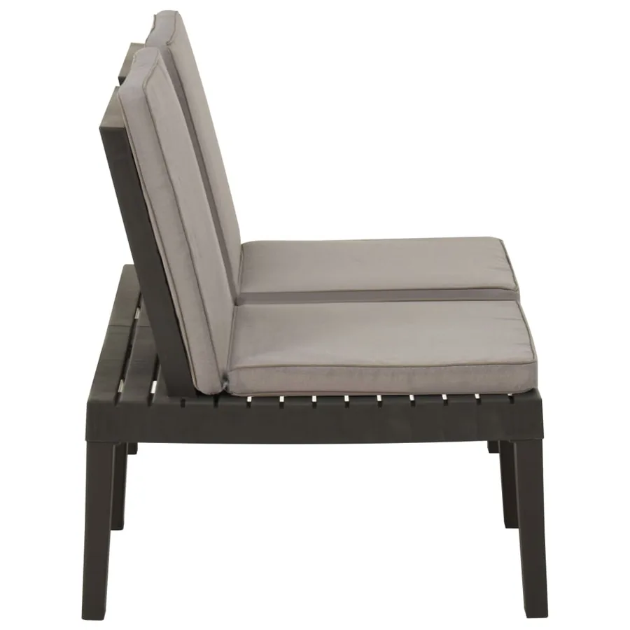 Salon de jardin 2 pcs avec coussins Plastique Gris - 14