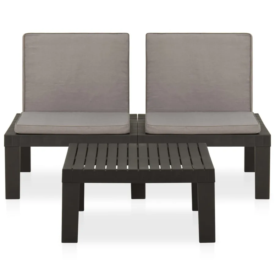 Salon de jardin 2 pcs avec coussins Plastique Gris - 3
